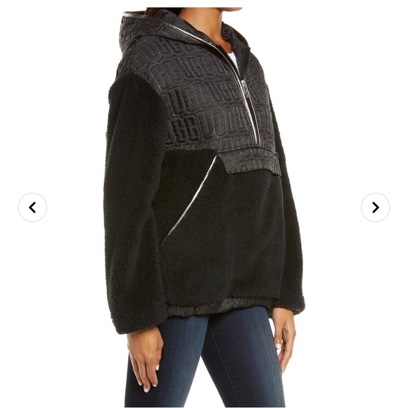 NWT UGG Logo Iggy Sherpa Zip Pullover Size Lrg - Picture 2 of 10